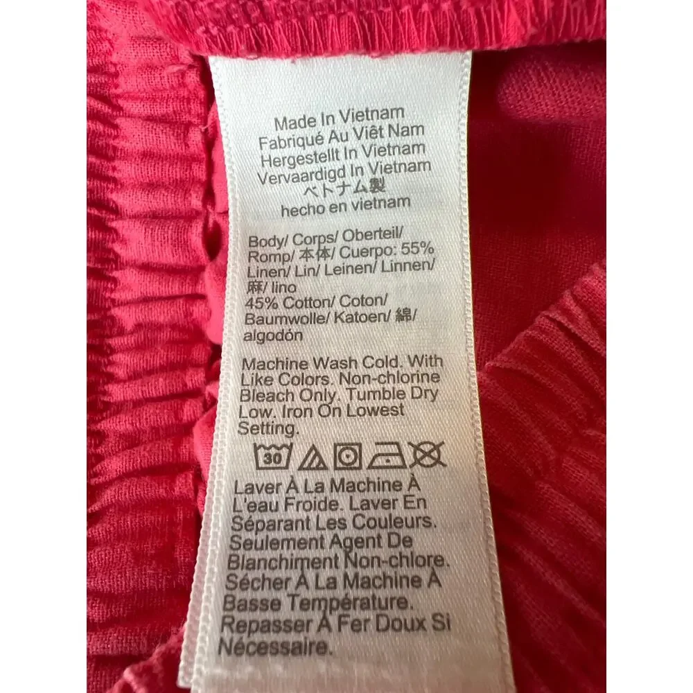 J. Crew Bright Pink Linen Drawstring Pocket Jogger Pants Size 6